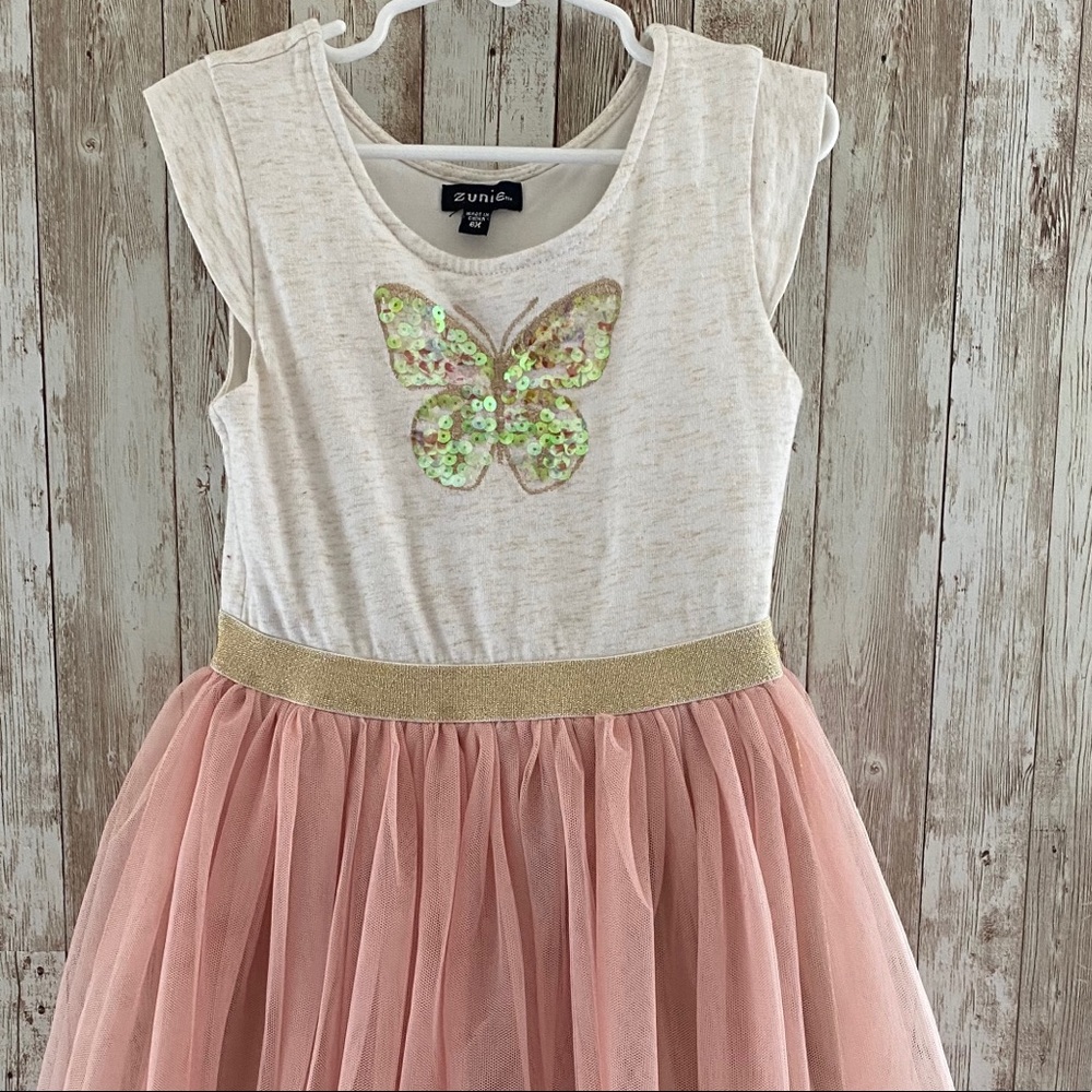 6 years girls dress with tulle pink and off white - Picture 3 of 10